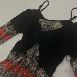 Angie Black and Red Patterned Top